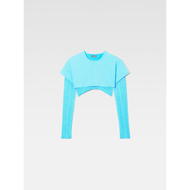 Women Le Double Tshirt - Turquoise