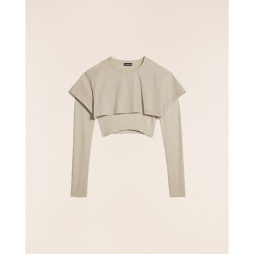 Women Le Double Tshirt - Light Khaki