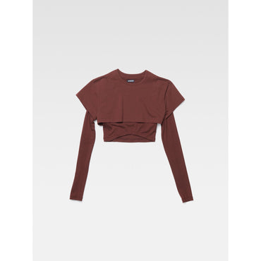 Women Le Double Tshirt - Dark Brown