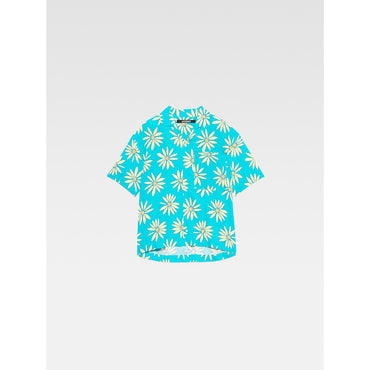 Men La Chemise Jean - Print Green/Blue Flowers