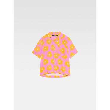 Men La Chemise Jean - Print Orange/Pink Flowers