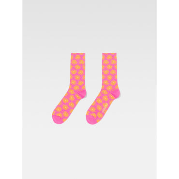 Unisex Les Chaussettes Fleurs - Print Orange/Pink Flowers