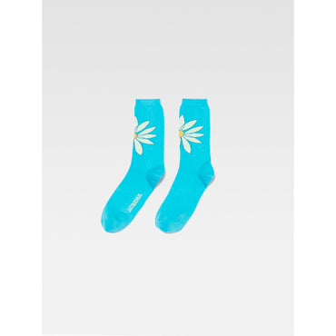Unisex Les Chaussettes Aqua - Print Green/Blue Flowers