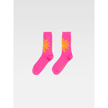 Unisex Les Chaussettes Aqua - Print Orange Flowers