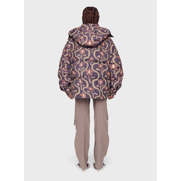Women La Doudoune Chemise - Print Brown Flowers