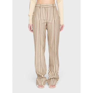 Women Le Pantalon Camargue - Beige Brown Stripes