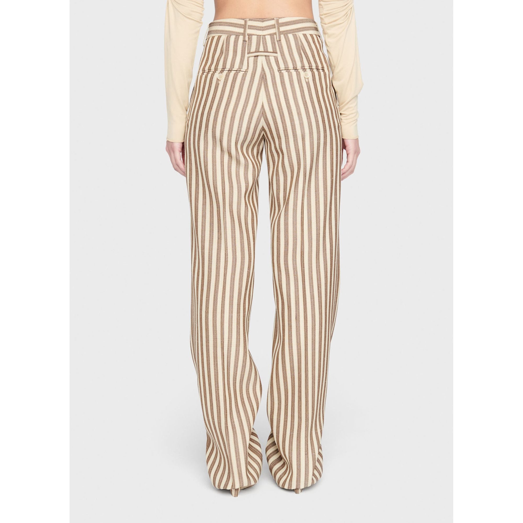 Women Le Pantalon Camargue - Beige Brown Stripes
