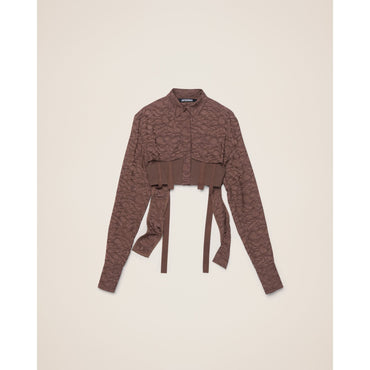 Women La Chemise Cinta - Brown Leaves Jacquard