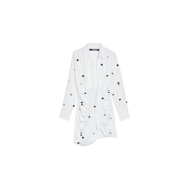 Women La Robe Bahia Brod?e - White & Black Dots Embroi