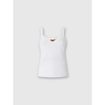 Tone On Tone Zigzag Tank Top - White