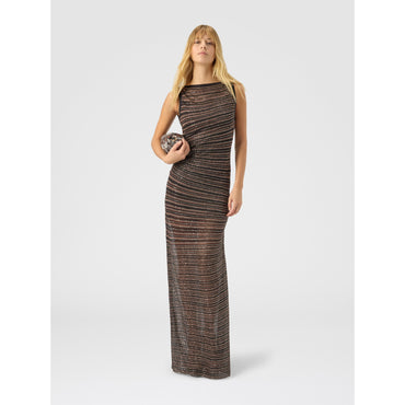 Long Dress With Boat Neck - Black