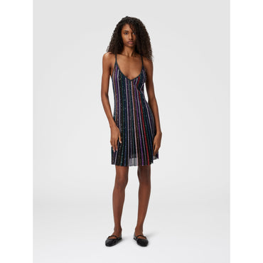 Herringbone Stripe Mini Dress - Purple