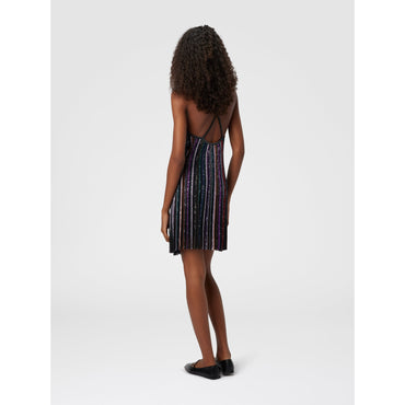 Herringbone Stripe Mini Dress - Purple