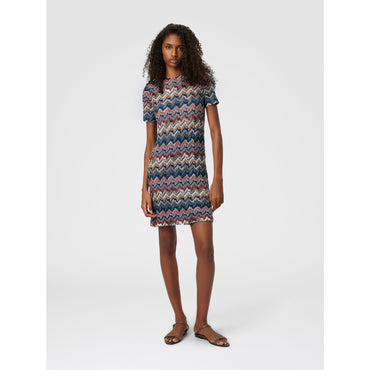 Embroided Lace Short Sleeve Dress  - Multi
