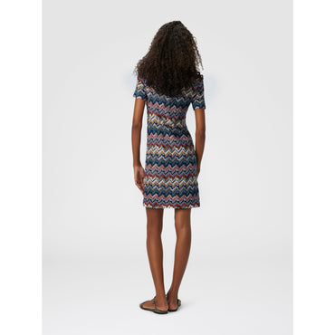 Embroided Lace Short Sleeve Dress  - Multi