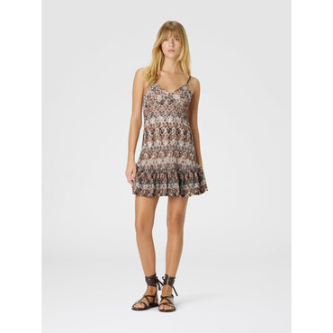 Lace Slip Sleeveless Dress - Brown