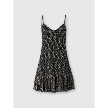 Lace Slip Sleeveless Dress - Black
