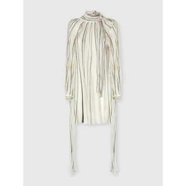Mini Dress With Striped Sash - White