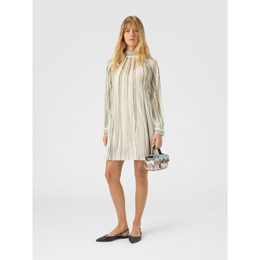 Mini Dress With Striped Sash - White