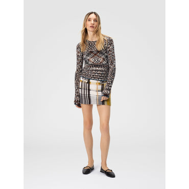Mini Skirt With Pockets And Check Pattern - Multi
