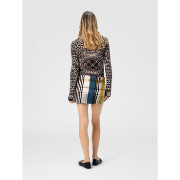 Mini Skirt With Pockets And Check Pattern - Multi