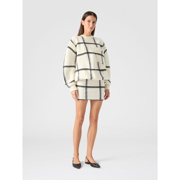 Jacquard Checkered Mini Skirt - White