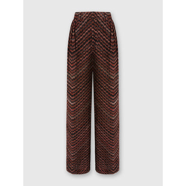 Mid-Rise Tailored Pants With Zigzag Pattern - Brown