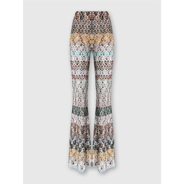 Embroided Lace Flare Pants - Multi