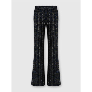 Tailored Check And Wave Pattern Trousers - Blue