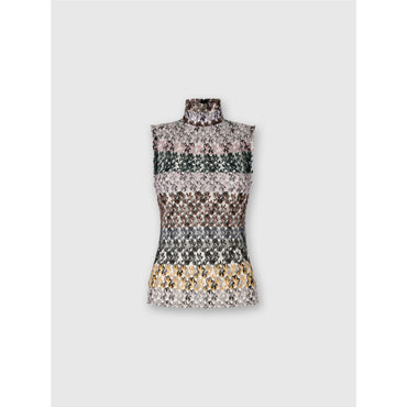 Embroided Lace High Neck Top - Multi