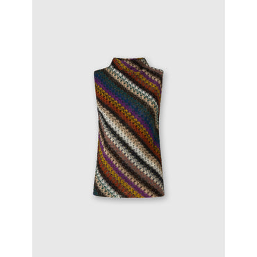 High-Neck Top Wave Print - Multi