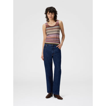 Zigzag Tank Top With Ribbed Detail - Multi