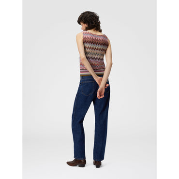 Zigzag Tank Top With Ribbed Detail - Multi
