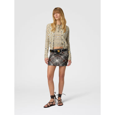 Short Crew Neck Cardigan In Smooth Flame Nnit - Yellow