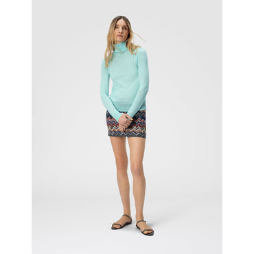 Knitted Roll Neck Sweater - Aqua
