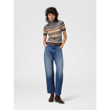 Mock Neck Stripe Top - Multi