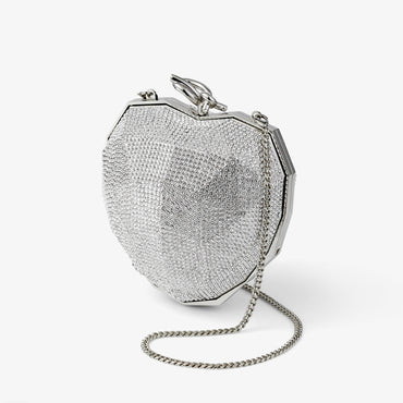 Faceted Heart Clutch - Metallic