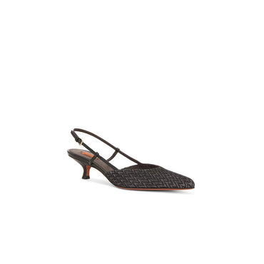 Fiona Kitten Slingback - Wave Lurex Nero