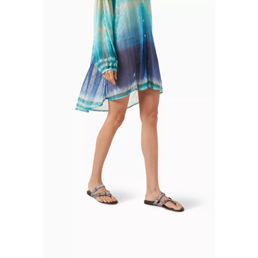 Luise Flat Sandal - Fabric Multi Turquoise