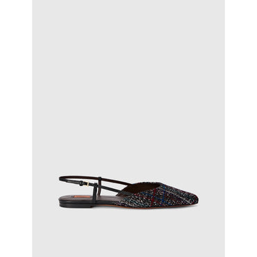 Jodie Flat Slingback - Caperdoni Check Sequin Black