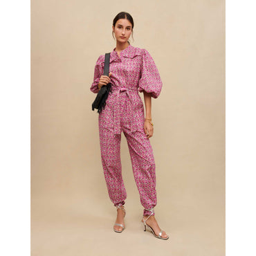 Pyad Jumpsuit - Fuchsia Embroderied Flowers