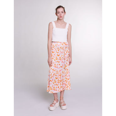 Jispring Skirt - Sping Orange Flower Print