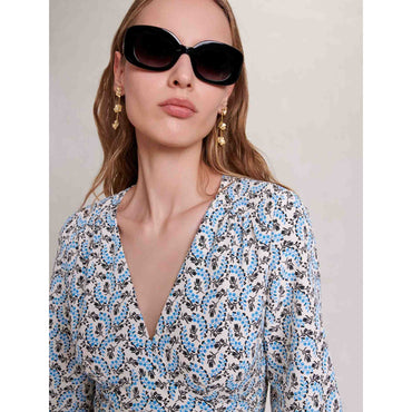 Ripetila Dress - Écru/Blue Lily Of The Valley
