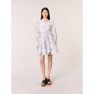 Rubarbela Dress - Blue Flower Print Ecru Base