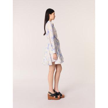 Rubarbela Dress - Blue Flower Print Ecru Base