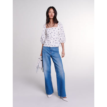 Lanina Top - Navy And White Dots