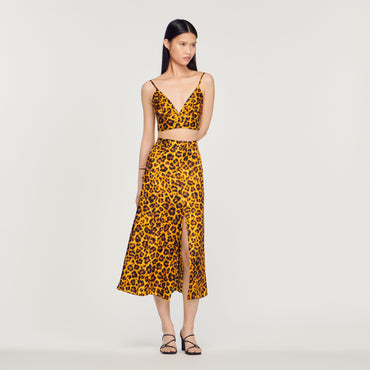 Mayra Woven Skirt - Orange / Black