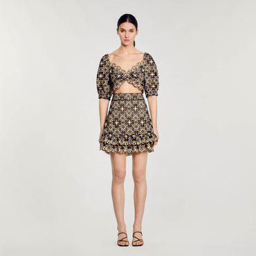 Piniata Woven Skirt - Beige / Black