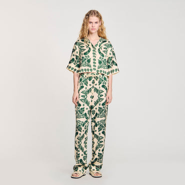 Cavalaire Pants - Ecru / Green