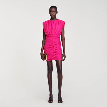 Diamant Woven Dress - Fushia